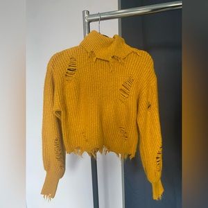 Turtle Neck Ripped Style Sweater